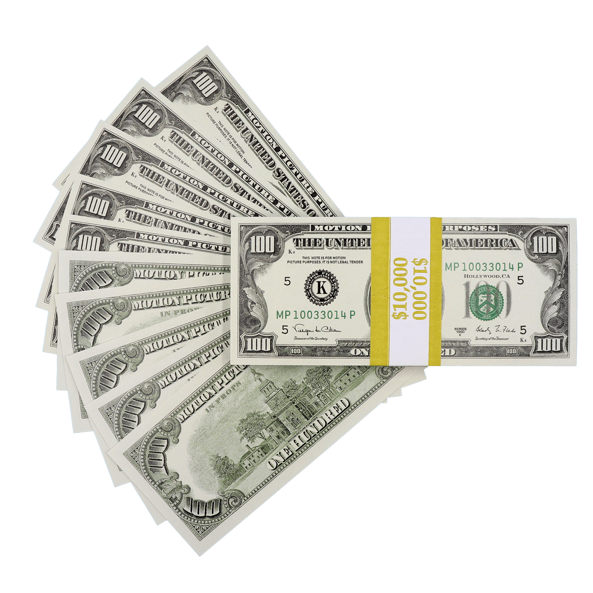 $10,000 Full Print 1990 Series Prop Money Stack