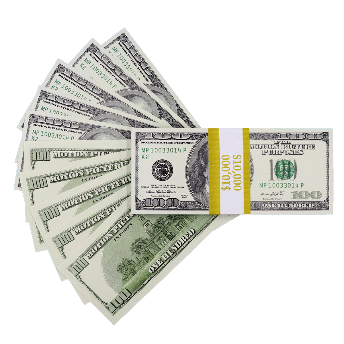 $10,000 Full Print 2000 Series Prop Money Stack