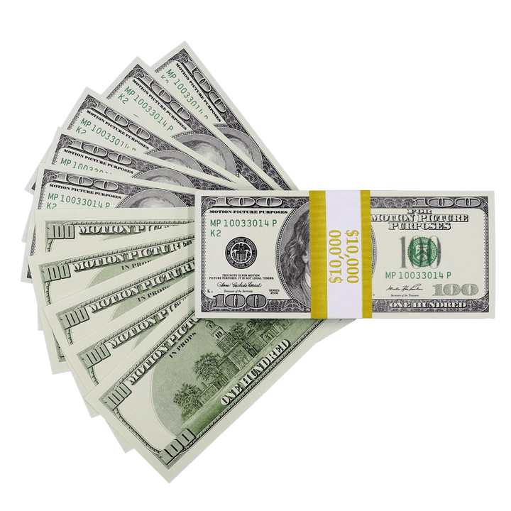 $10,000 Full Print 2000 Series Prop Money Stack