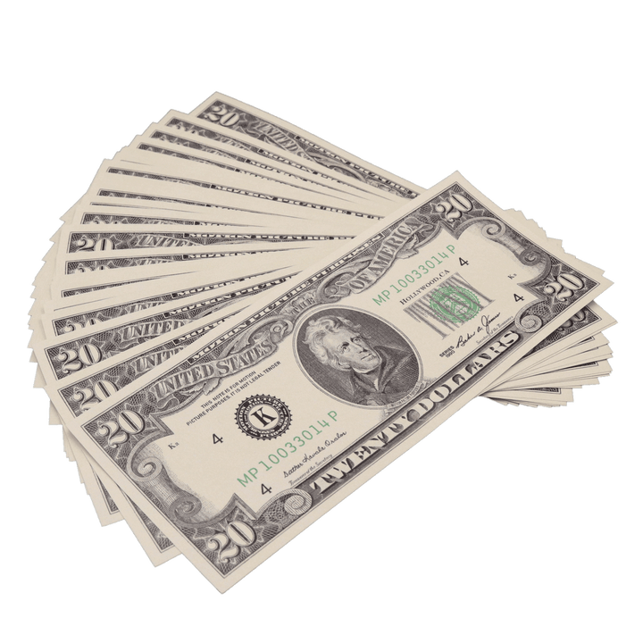 $20 Bills 1990 Series Full Print Prop Money
