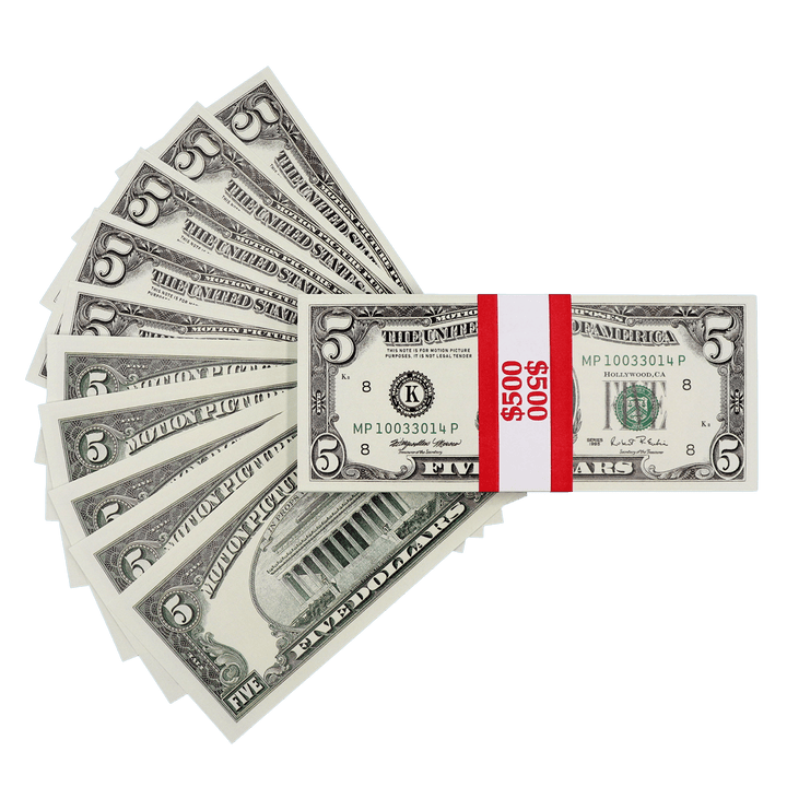 $500 Full Print 1990 Series Prop Money Stack