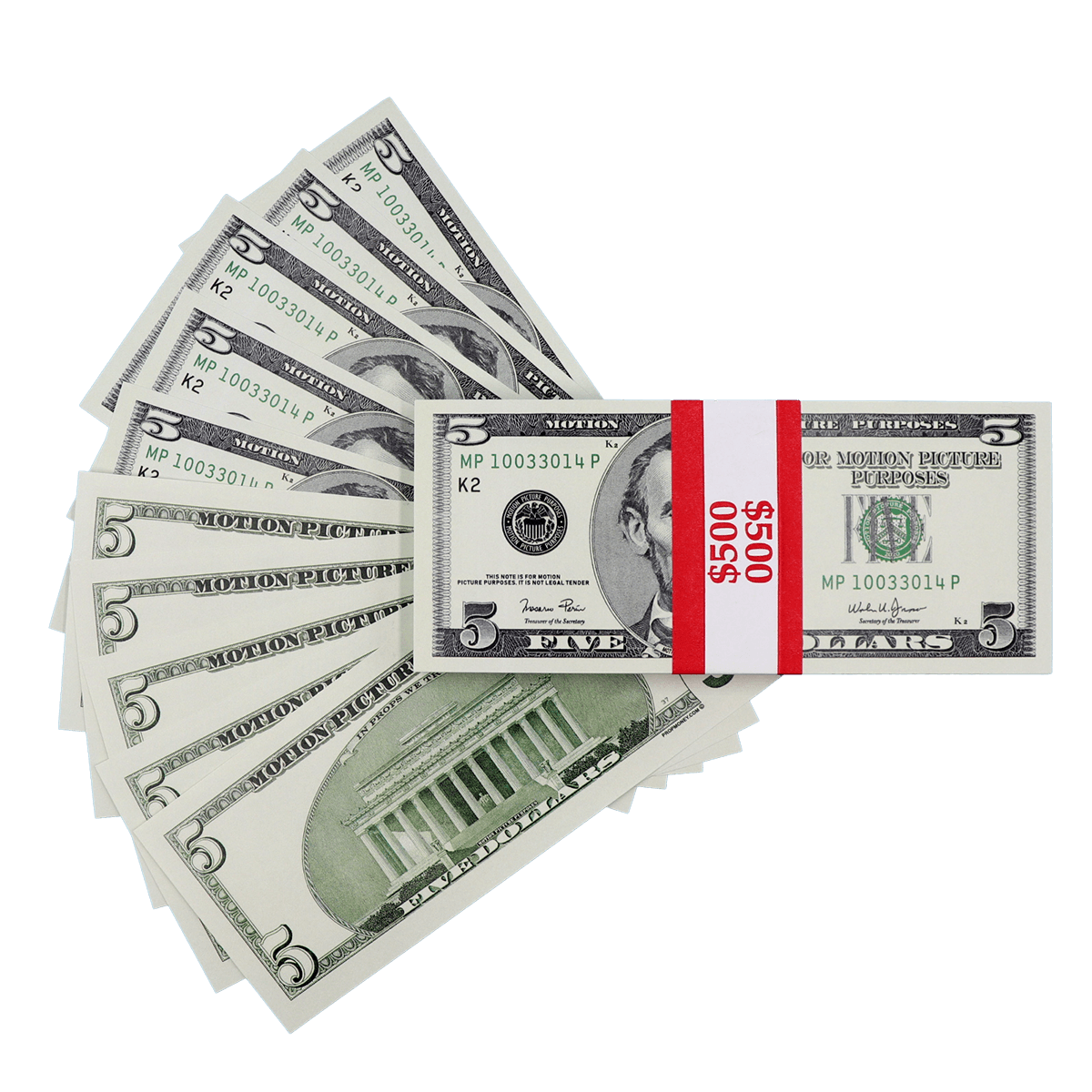 $500 Full Print 2000 Series Prop Money Stack